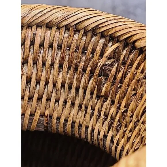 Vintage French Woven Wicker Footed Basket Vase Home Décor 16.5 x 17x 6.5 EUC